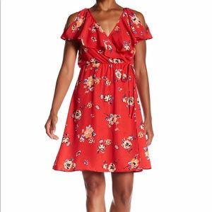 Soprano Flutter Sleeve Wrap Mini Dress NEW!